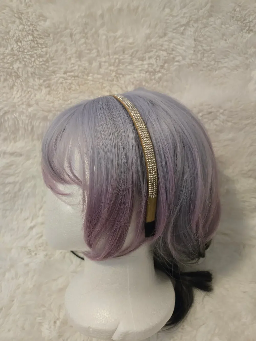 Vintage Y2K Cream Headband with Rhinestones